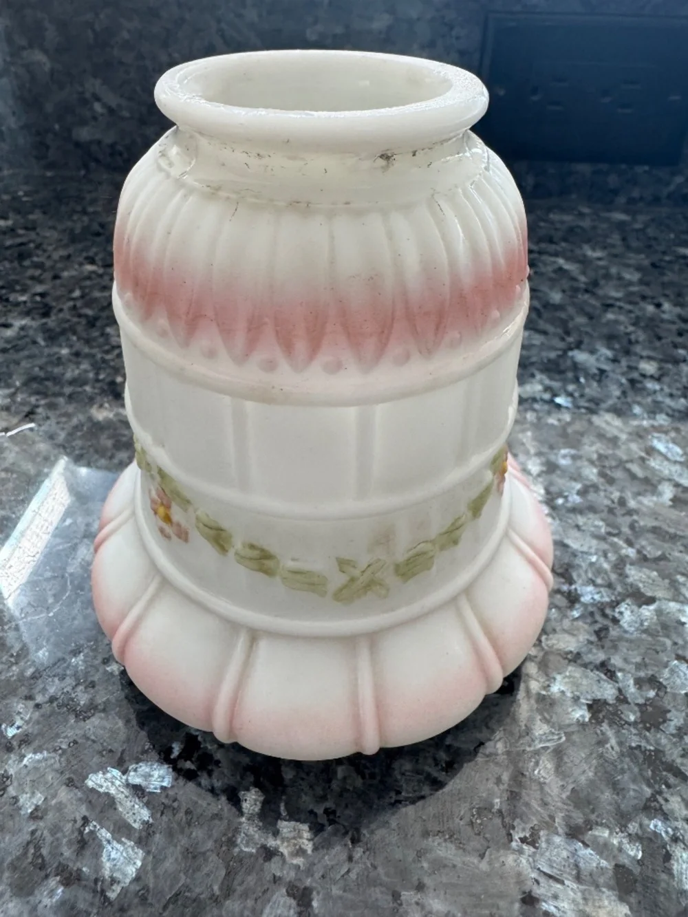Floral Vintage Frosted Milk Glass Shade   2-1/4